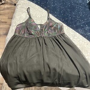 Iridescent Black Babydoll Night Gown Cacique 18/20 1x 2x